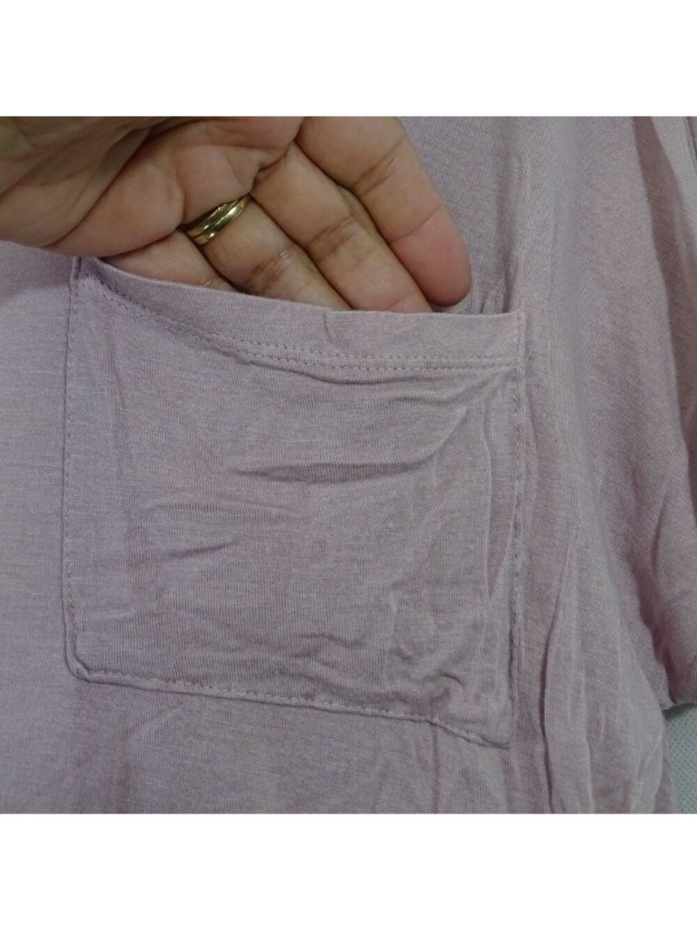 Hippie Rose Pink V-Neck Short Sleeve Pocket T-Shirt Women Size L Casual Top - Picture 2 of 9